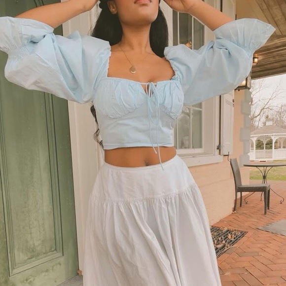 Princess Polly Tops - Baby Blue Summer Long Sleeve Top
